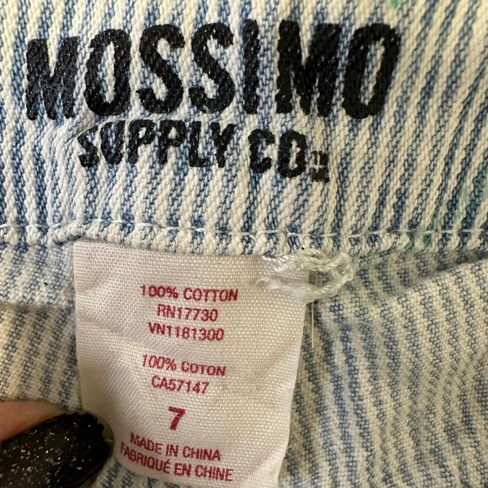 Mossimo Shorts Womens Size 7 Blue Pinstripe Cotton Distressed Raw Hem Casual - Picture 3 of 8